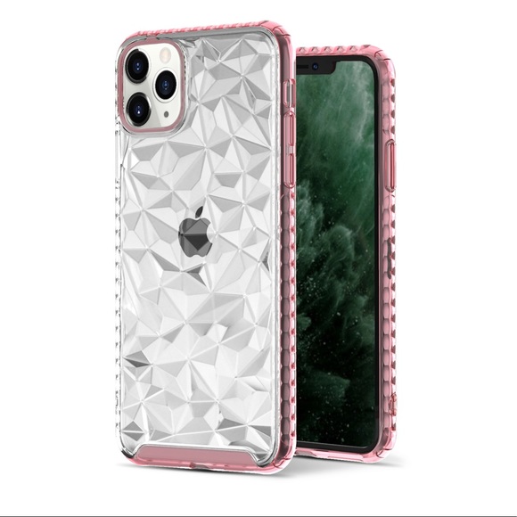 iPhone 11 Pro Max Case 3D Diamond Geometric Pink - Picture 1 of 8